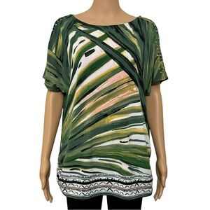Jm Collection Tops Woman’s L Green Printed